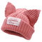 VPTMRP Niedliche Katzenohren-Mütze Cat Ear Beanie Strickmütze Warme Slouchy Häkelmütze (Rosa)