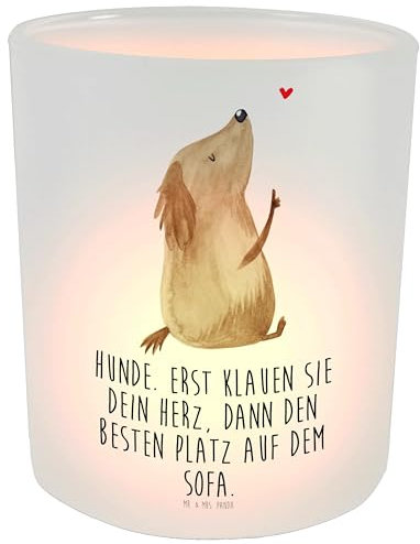Mr. & Mrs. Panda Teelicht Hund Liebe - Geschenk, süß, Hundeliebe, Herz, Sprüche, Windlicht Zur Hochzeit, Windlicht Dekorieren, Windlicht Deko,