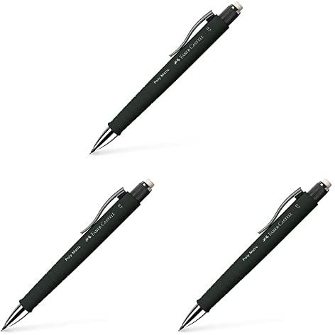 Faber-Castell 133353 - Druckbleistift Poly Matic, 0.7 mm, schwarz, 3er Pack