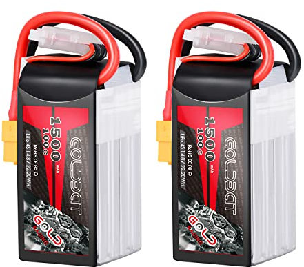 GOLDBAT Batterie Lipo 1500 mAh 4S 100 C 14,8 V avec prise XT60 pour bateau RC hélicoptère avion drone FPV