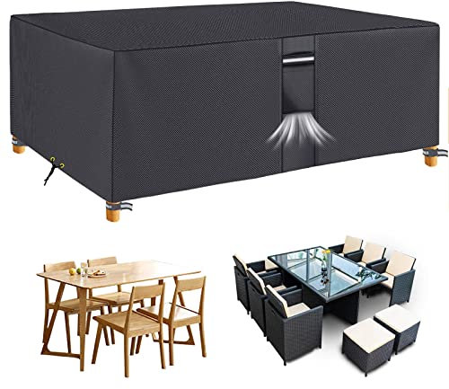 RICHIE Garden Furniture Covers - Waterproof Outdoor Patio Cover 250x200x80cm, 600D Oxford PVC Coating, Gray