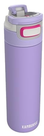 Kambukka Edelstahl Trinkflasche - Modell ELTON INSULATED DIGITAL LAVENDER - 600 ML - Wasserdichte Thermosflasche: Snapclean Technology - Spülmaschinenfest Deckel – bequemer Griff