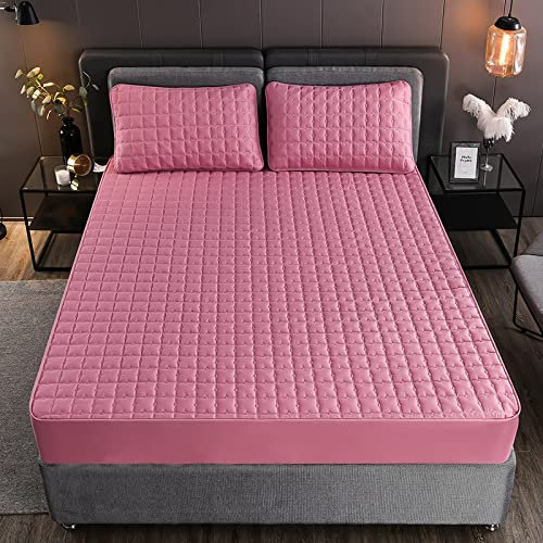 JIANINGHOME sehr dick und weich,150x190,Mikrofaser Gesteppte Matratzenauflage Matratzenschoner Unterbett - atmungsaktiv, Matratzenschutz Soft-Topper,rot