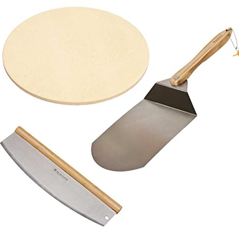 MONOLITH Pizza Set Classic/Le Chef - Pizzastein 38 x 2cm - Pizzaheber - Pizza Cutter