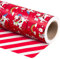 RUSPEPA Papier Cadeau De Noël Réversible - Mini Rouleau - 43,2 Cm X 10 M - Père Noël Rouge Et Licorne, Motif À Rayures Rouges Et Blanches Pour Vacances, Fête, Célébration