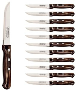Tramontina - Couteau à Steak Lisse Marron Gaucho 24cm. INOX et technobois. X 12