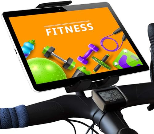 Tablet Halterung für Fahrrad, Crosstrainer und Heimtrainer - Gültig für Alle Tablet-PCs und Lenker Aller Art