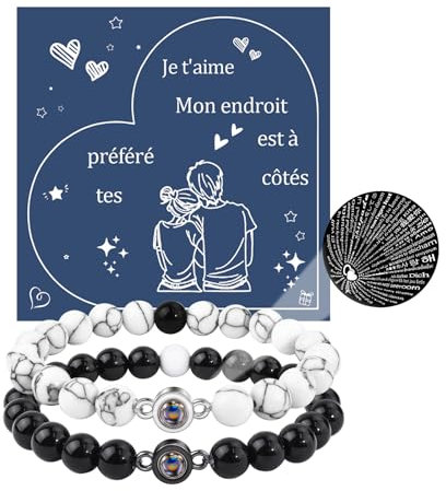YELUWA Ich Liebe Dich 100 Sprachen Armbänder Paare Geschenke, Paare Armbänder Fernbeziehung Ihr Armband Valentinstag Süßesten Weihnachten Paare Geschenke für Ihr Ihn Freund Freundin Frauen Männer FR