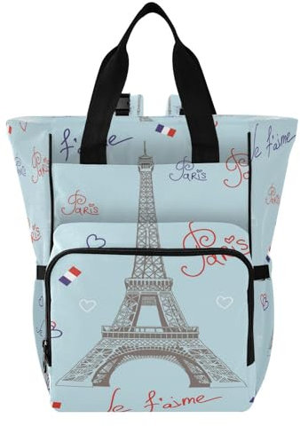 Caihoyu Dad Wickeltasche Rucksack Multifunktions Wasserdicht Reise Rucksack für Shopping Wandern Reisen Eiffelturm, Mehrfarbig, 1 size, modern/enganliegend