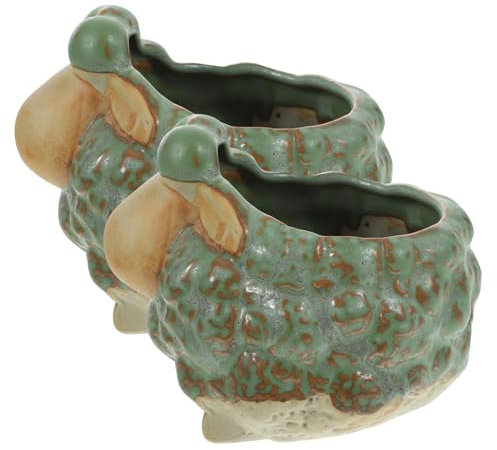 Unomor 2St Lamm-Sukkulenten-Blumentopf bürodeko büro Dekoration Langlebige Blumentöpfe gartendeko balkondekoration Desk Decoration Mini Pflanze Kleiner Blumentopf Vase Alpaka Keramik