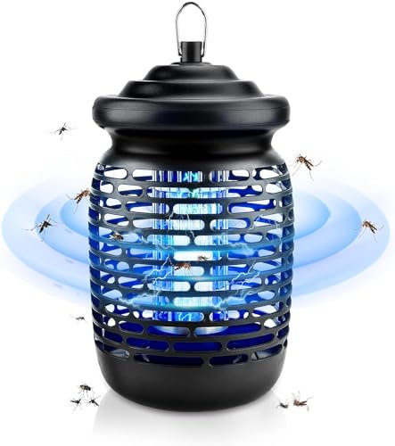 Lampada Antizanzare Elettrica, 18W 1800V UV Zanzariera Elettrica con Timer Telecomando, IPX4 Lampada Trappola per Zanzare 80m² Repellente che Riduce Efficacemente gli Insetti Volanti (EGA)