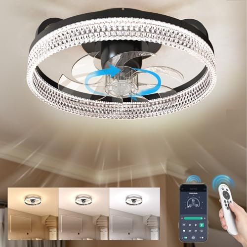 FIMEI 19.7'' Ceiling Fans with Light and Remote, 6 Speeds Blade Reversal, Dimmable, Remote and App, Fan Lights Ceiling for Bedroom, Timer, DC Motor, Quiet LED Modern Ceiling Fan Light