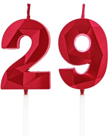 29th Birthday Candles, Red Number Candles Birthday Decoration, Happy Birthday Cake Toppers, for Birthday Parties Weddings Company Anniversaries (Red, 29)