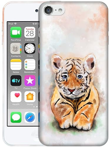 GlamCase Schutzhülle für iPod Touch 7. / 6. / 5. Generation, süßes Babytiger-Design, bedruckt, schlankes und schlankes Design, Kunststoff, Hartschale, zum Aufstecken, für iPod Touch 7/6/5, Weiß