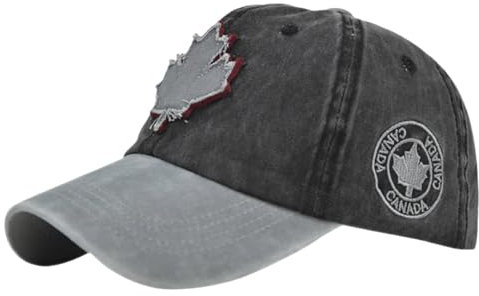 MODSGUE Kanada Baseballkappe, Kanadatag, bestickte Ahornblatt-Flagge, verstellbare Mütze Winter Mützen (Grey, One Size)