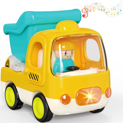 Yerloa Dumper Truck Toy Cars for 2 Year Old Boy Girls Car for Toddlers 1-3, Baby Toy with Lights & Sounds, Construction Vehicles Toddlers Toys for Kids Ages 1 2 3, Outdoor Toys for 1 2 3 Year Old Gift