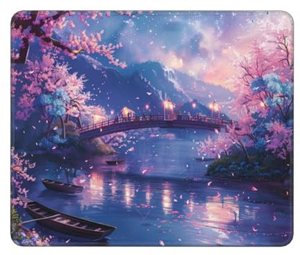 Schreibtischunterlage Berg Fuji Motiv, Kirschblüten Mousepad XXL 270x210x3mm, Wetterfest Anti-Rutsch Schreibtisch Mouse Pad verbessert Präzision und Geschwindigkeit, Gaming Zubehör für Büro Deko