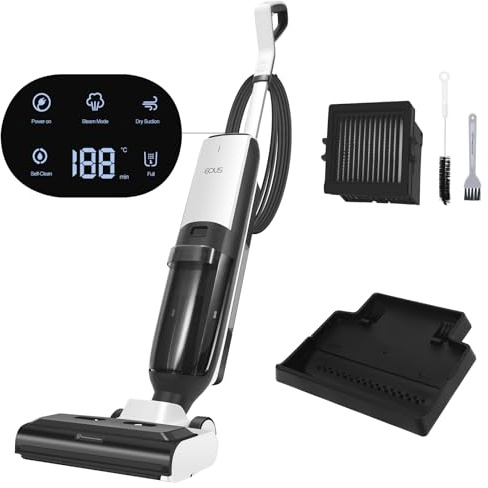 EOUS - Steam Vacuum Cleaner, 3 in 1 with Steamer for Home, Self-Cleaning System, Clean and Dirty Water Tanks, Self Propelled, Wet and Dry Vacuum for Hardwood, Tile Floor