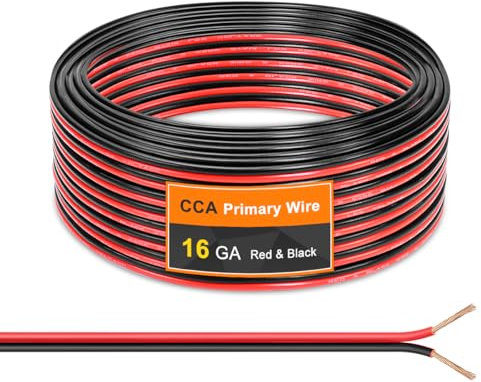 Electrical Wire 2 Conductor PVC Wire, 16 Gauge 150FT Red Black Flexible Extension Cable Cord Stranded CCA Copper Wire Hookup Model Strip Light, Battery Cable Lead for Auto Audio Wiring Speaker DC 12V