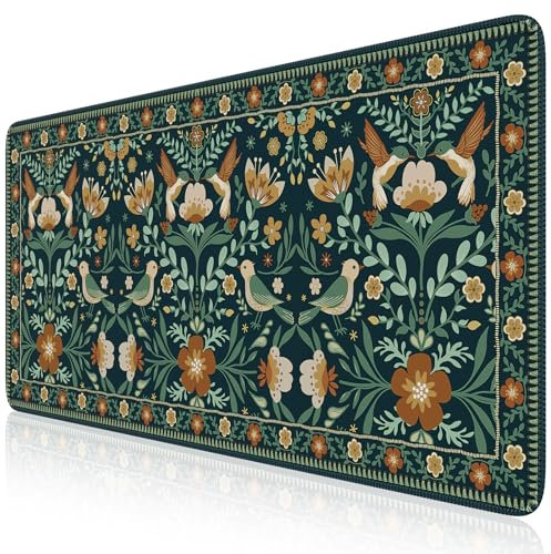 iCasso Grüne Schreibtischunterlage für den Schreibtisch, großes Mauspad, niedliche Schreibtischunterlage, rutschfestes großes Mauspad mit genähten Kanten für Computer (Dunkelgrün)