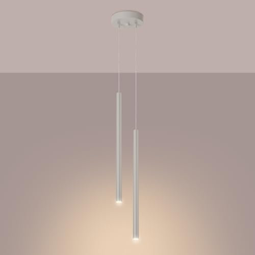 SOLLUX lighting Hängelampe Pendelleuchte Hängeleuchte Deckenlampe Lampe Decke Stahl 2 Flammig 15 x 15 x 114 cm Beige Pastelo