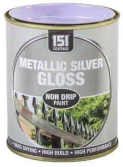 PNJB Non-Drip Metallic Silver Gloss Paint, Quick-Drying, Interior and Exterior, Long-Lasting Protection, Ideal For Wood, Metal 300ml (1PCS)