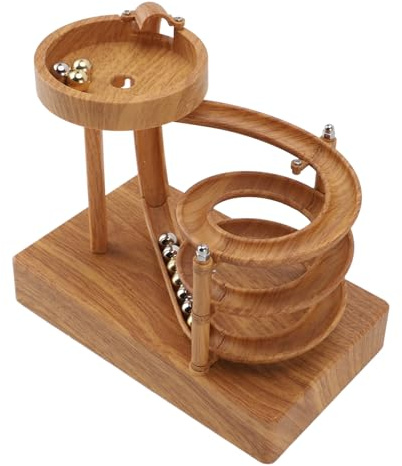Kinetic Art Perpetuum Motion Machine, Perpetual Motion Machine, Non Stop Rolling Ball Science Physics Gadget, Desktop-Dekoration für das Büro zu Hause (Holzmaserung)