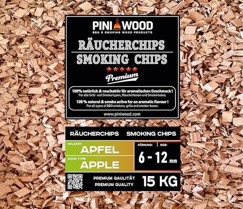 PINI 15 Kg Räucherchips Apfel 6-12 mm Smoking Chips Räucherspäne