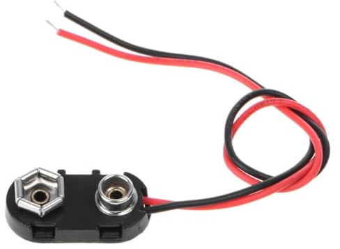 Black Red PP3 9V Battery Clip Connector I Tinned Wire Leads Electrical Outlet Switches, 150mm