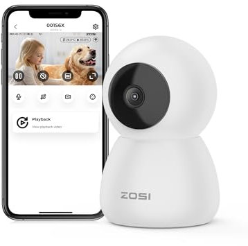 ZOSI 4MP WLAN Überwachungskamera Innen mit 32GB Karte, 2,4/5GHz WiFi Kamera mit 360° Pan & Tilt, Personenerkennung, Bewegungsverfolgung, 2-Wege-Audio, C516