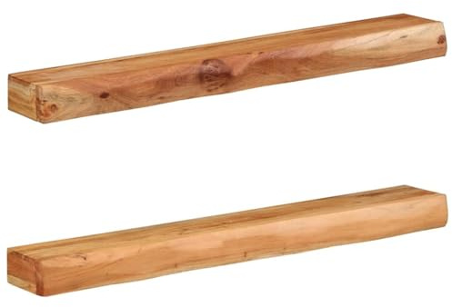 vidaXL Wall Shelves 2 pcs 100x17x8 cm Solid Wood Acacia, floating shelf, wall floating shelf, wall display shelf, wall-mounted shelf, wall shelf unit