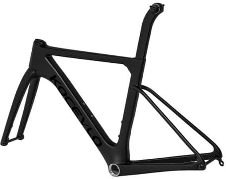 WIQUYBML 700C Road Bike Frameset 44 47 50 53 56 Cm Carbon Fiber Disc Brake Bike Frame Thru Axle F12×100mm R12×142mm Windbreaker Frame T47mm Threaded Bottom Bracket Max 32C Tire(Black,50cm)