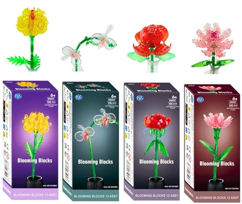 WL Blooming Blocks Buildable Flowers Build Your Own Bouquet - 105 Pieces 26cm - Pack of 4 - Set 3