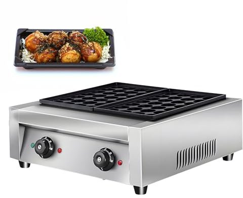 GESAIDES Machine à Takoyaki Commerciale, Machine à Boulettes de Poisson de Poulpe Japonaise, Machine à Gril Takoyaki, Machine à Boulettes de Viande de Poulpe avec Plaques Antiadhésives,B