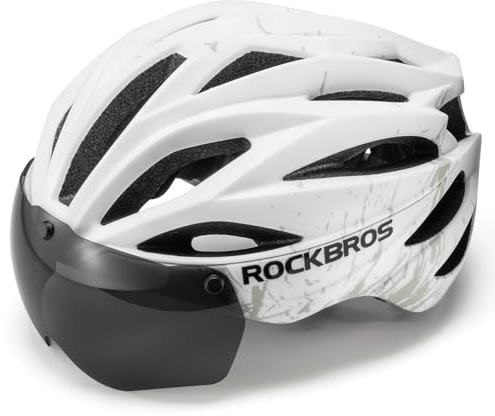 ROCKBROS Fahrradhelm Erwachsene mit Visier Magnetische Abnehmbarer, MTB Helm Atmungsaktiv Radhelm Rennradhelm Einstellbare für Damen und Herren, 58-62cm