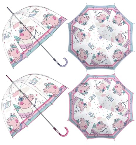 ARDITEX Regenschirm für Kinder, transparent, Peppa Wutz, EVA, 67 cm Durchmesser, Blasenform, manuelle Öffnung, 8 Paneele