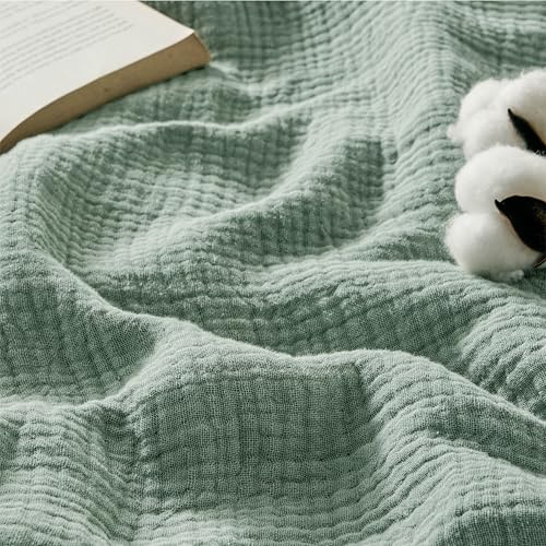 BEDSURE Musselin Decke 100% Baumwolldecke - Tagesdecke, Grün, 150x200 cm | 4-lagige Gazedecke für Couch, Atmungsaktiv und Leichte Sommerdecke, Kuscheldecke für Wohnzimmer, Schlafzimmer und Kinderwagen