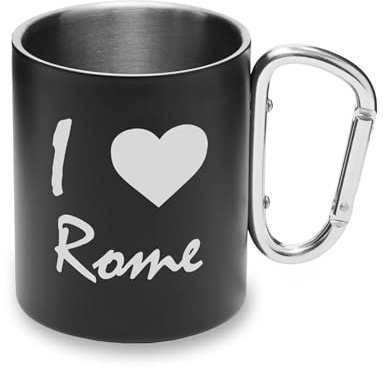 I Love Roma City Travel Italy tazza in metallo con moschettone maniglia tazza da campeggio