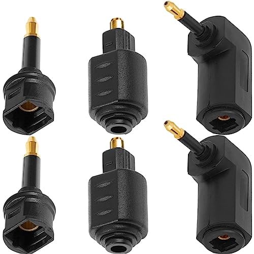 HAAMNING7 6 Stück Optisches Toslink auf 3,5 mm Stecker, Mini-Toslink Audiokabel Adapter Digital Klinken Buchse, optischer Mini Anschluss, rechtwinkliger 90-Grad-Konverter für Toslink Mini-Toslink