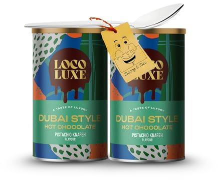 Instant Hot Chocolate 250g | Loco Luxe Dubai Style Pistachios Knafeh, 2pack