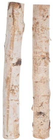 SHINEOFI 2piezas Troncos de Abedul Natural para Chimenea Interior Leña Decorativa sin Tratar para Manualidades y Decoración del Hogar Madera Natural Longitud