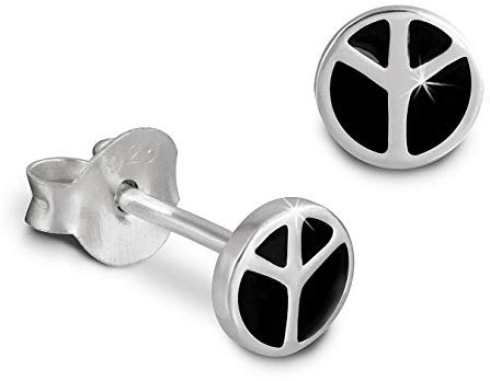 Teenie-Weenie Ohrringe für Kinder 925 Silber Ohrstecker Peace schwarz SDO8118S Silber Ohrstecker