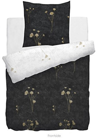 HNL Living Rocca Bettwäsche mit Velvet Touch 135x200 + 1x 80x80 weiss schwarz