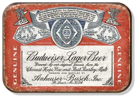 Budweiser Antik-Etikett Stahl, Kühlschrank-Magnet (de)