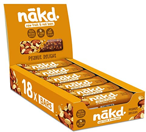 Nakd Peanut Delight Natural Fruit & Nut Bars - Vegan - Healthy Snack - Gluten Free - 35g x 18 bars
