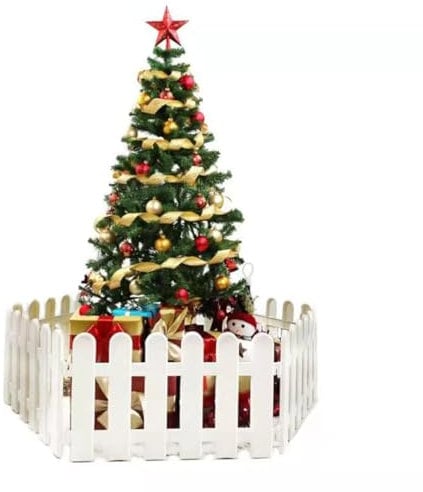 CHICIEVE Recinzione da Giardino,Recinto Albero Di Natale,recinzioni decorative da giardino,Bordi paesaggistici,Bianco Plastica Staccionata Albero Di Natale Per Cani Gatti Piccoli Animali Domestici