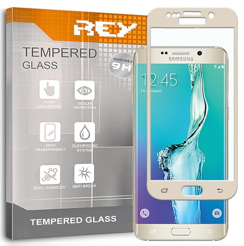 3D Bildschirmschutz aus gehärtetem Glas für Samsung Galaxy S6 Edge Gold, Displayschutzfolie 9H+ Härte, Anti-Kratzen-Öl-Bläschen, Voller Schutz, 3D, 4D, 5