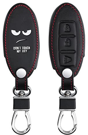 kwmobile Accessoire Clé de Voiture Compatible avec Nissan 3-Bouton - Coque de Protection en Simili Cuir - Don't Touch My Key Blanc-Noir