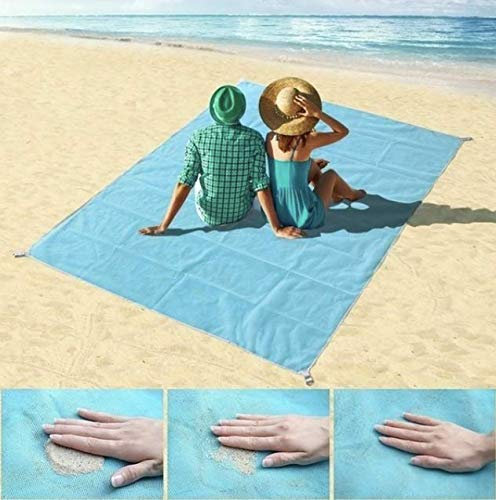 RHP Strandmatte Sandfrei Stranddecke Picknick Decke Campingdecke Strand Tuch 150x200 cm (Blau)
