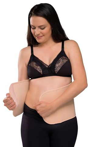 Carriwell Women Adjustable Belly Band With Velcro Fastener, Supports Regression After Pregnancy, Tummy Bandage, Reduces Stretch Marks[Beige][Small/Medium]